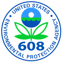 EPA Section 608 Certification badge for certified AC refrigerant handling and environmental safety by K Komfort in Washington County and Milwaukee.