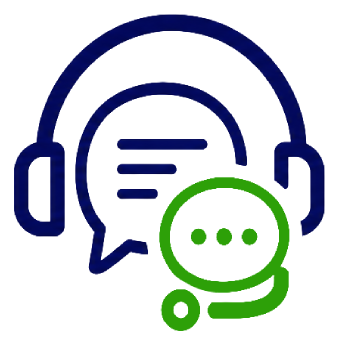 Emergency service icon showing headsets and chat speech bubbles for K Komfort 24/7 live HVAC support in Milwaukee County.