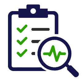 HVAC diagnostic inspection icon with clipboard checklist and magnifying glass for K Komfort heating and cooling repair in Milwaukee.