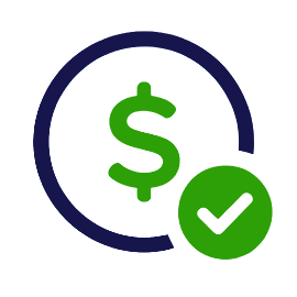 Fair pricing icon showing a dollar sign and checkmark for K Komfort affordable heating and cooling services in Milwaukee County.