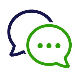Clear communication icon showing two overlapping speech bubbles for K Komfort emergency HVAC customer service in Ozaukee County.